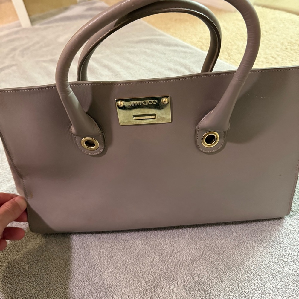 Jimmy Choo Taupe Leather Satchel